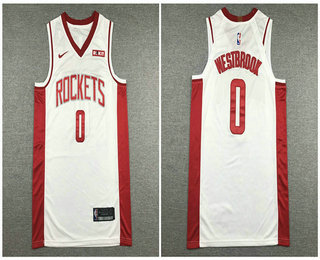 Men's Houston Rockets #0 Russell Westbrook New White 2019 Nike Authentic Stitched NBA Jersey With The Sponsor Logo