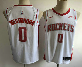Men's Houston Rockets #0 Russell Westbrook New White 2019 Nike Swingman Stitched NBA Jersey With The Sponsor Logo