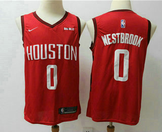 Men's Houston Rockets #0 Russell Westbrook Red Nike Swingman 2018 playoffs Earned Player Edition Stitched Jersey With The Sponsor Logo