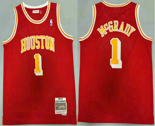 Men's Houston Rockets #1 Tracy McGrady Red 2004-05 Hardwood Classics Soul Swingman Throwback Jersey