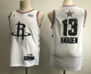 Men's Houston Rockets #13 James Harden Jordan Brand White 2019 All-Star Game Swingman Jersey With The Sponsor Logo