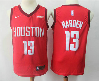 Men's Houston Rockets #13 James Harden Red Nike Swingman 2018 playoffs Earned Edition Stitched Jersey With The Sponsor Logo