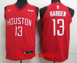 Men's Houston Rockets #13 James Harden Red Nike Swingman 2018 playoffs Earned Player Edition Stitched Jersey With The Sponsor Logo