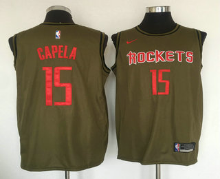 Men's Houston Rockets #15 Clint Cepela Olive Stitched Nike Swingman Jersey