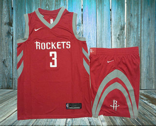 Men's Houston Rockets #3 Chris Paul New Red 2017-2018 Nike Swingman Stitched NBA Jersey With Shorts