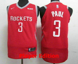 Men's Houston Rockets #3 Chris Paul New Red 2018 Nike Player Edition Stitched NBA Jersey With The Sponsor Logo