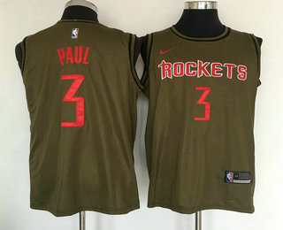Men's Houston Rockets #3 Chris Paul Olive Stitched Nike Swingman Jersey