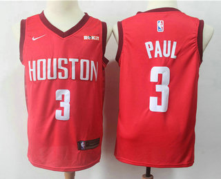 Men's Houston Rockets #3 Chris Paul Red Nike Swingman 2018 playoffs Earned Edition Stitched Jersey With The Sponsor Logo