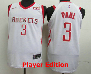 Men's Houston Rockets #3 Chris Paul White 2018 Nike Player Edition Stitched NBA Jersey With The Sponsor Logo