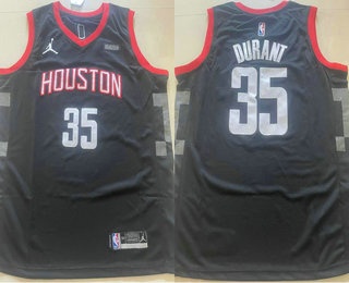 Men's Houston Rockets #35 Kevin Durant Black Statement Sponsor Swingman Jersey