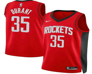 Men's Houston Rockets #35 Kevin Durant Red Sponsor Swingman Stitched Jersey