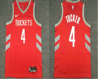 Men's Houston Rockets #4 P.J. Tucker New Red 2017-2018 Nike Swingman Stitched NBA Jersey