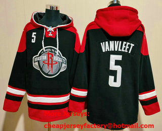 Men's Houston Rockets #5 Fred VanVleet Black Ageless Must Have Lace Up Pullover Hoodie