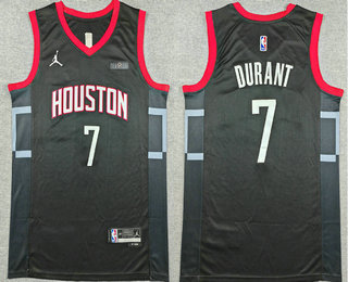 Men's Houston Rockets #7 Kevin Durant Black Statement Sponsor Swingman Jersey