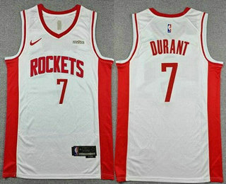 Men's Houston Rockets #7 evin Durant White Sponsor Swingman Jersey