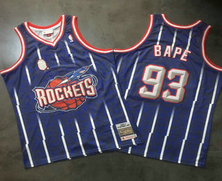 Men's Houston Rockets #93 Bape Mitchell & Ness x BAPE Navy Blue AU Jersey