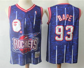 Men's Houston Rockets #93 Bape Mitchell & Ness x BAPE Navy Blue Swingman Jersey