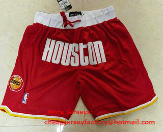 Men's Houston Rockets Red With Houston Just Don Shorts Swingman Shorts