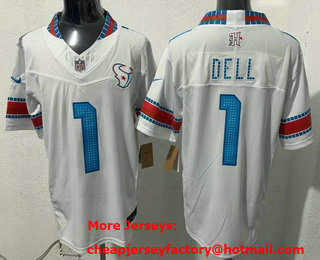 Men's Houston Texans #1 Tank Dell White 2026 FUSE Rivalries Collection Limited Stitched Jersey