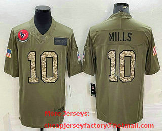 Men's Houston Texans #10 Davis Mills Olive Camo 2019 Salute To Service Stitched NFL Nike Limited Jersey
