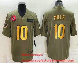 Men's Houston Texans #10 Davis Mills Olive Gold 2019 Salute To Service Stitched NFL Nike Limited Jersey