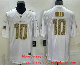 Men's Houston Texans #10 Davis Mills White Salute To Service Stitched NFL Nike Limited Jersey