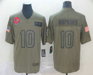 Men's Houston Texans #10 DeAndre Hopkins NEW Olive 2019 Salute To Service Stitched NFL Nike Limited Jersey