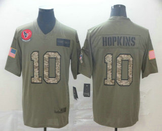 Men's Houston Texans #10 DeAndre Hopkins Olive Camo 2019 Salute To Service Stitched NFL Nike Limited Jersey