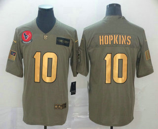 Men's Houston Texans #10 DeAndre Hopkins Olive Gold 2019 Salute To Service Stitched NFL Nike Limited Jersey