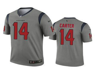 Men's Houston Texans #14 DeAndre Carter Gray Inverted Legend Jersey