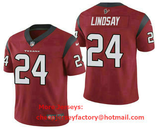 Men's Houston Texans #24 Phillip Lindsay Red 2021 Vapor Untouchable Stitched NFL Nike Limited Jersey
