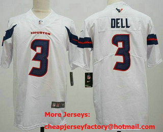 Men's Houston Texans #3 Tank Dell Limited White Vapor Jersey