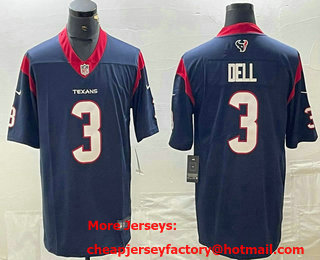 Men's Houston Texans #3 Tank Dell Navy Blue 2022 Vapor Untouchable Stitched Nike Limited Jersey