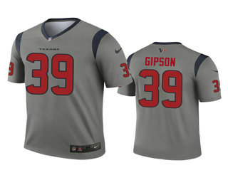 Men's Houston Texans #39 Tashaun Gipson Gray Inverted Legend Jersey
