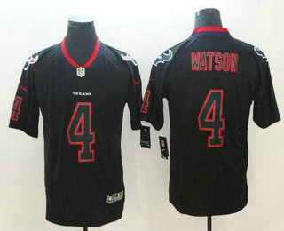 Men's Houston Texans #4 Deshaun Watson 2018 Black Lights Out Color Rush Stitched NFL Nike Limited Jersey