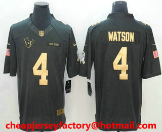 Men's Houston Texans #4 Deshaun Watson Anthracite Gold 2016 Salute To Service Stitched NFL Nike Limited Jersey