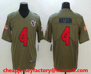Men's Houston Texans #4 Deshaun Watson Olive 2017 Salute To Service Stitched NFL Nike Limited Jersey