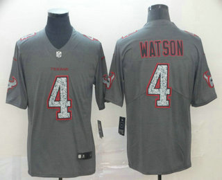 Men's Houston Texans #4 Deshaun Watson Gray Fashion Static 2019 Vapor Untouchable Stitched NFL Nike Limited Jersey
