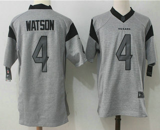 Men's Houston Texans #4 Deshaun Watson Gray Gridiron II Stitched NFL Nike Limited Jersey