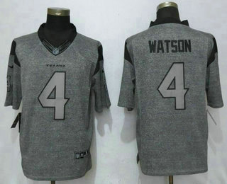 Men's Houston Texans #4 Deshaun Watson Gray Gridiron Nike NFL Limited Jersey