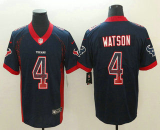 Men's Houston Texans #4 Deshaun Watson Navy Blue 2018 Fashion Drift Color Rush Stitched NFL Nike Limited Jersey