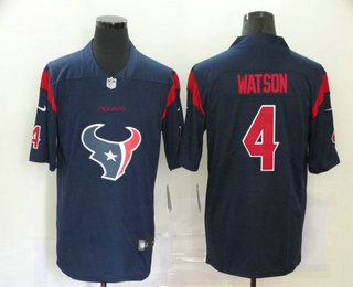 Men's Houston Texans #4 Deshaun Watson Navy Blue New Team Logo 2020 Color Rush Stitched NFL Nike Limited Jersey