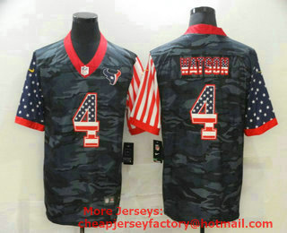 Men's Houston Texans #4 Deshaun Watson USA Camo 2020 Salute To Service Stitched NFL Nike Limited Jersey