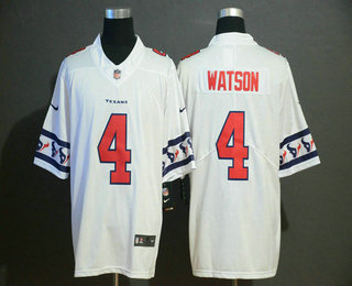 Men's Houston Texans #4 Deshaun Watson White 2019 NEW Team Logo Vapor Untouchable Stitched NFL Nike Limited Jersey