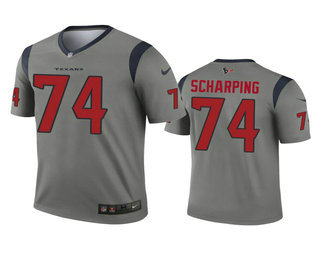 Men's Houston Texans #74 Max Scharping Gray Inverted Legend Jersey