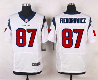 Men's Houston Texans #87 C. J. Fiedorowicz White Road NFL Nike Elite Jersey