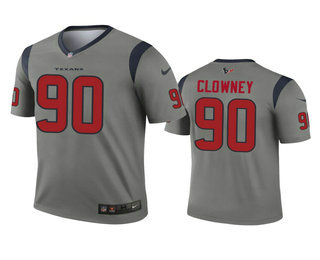Men's Houston Texans #90 Jadeveon Clowney Gray Inverted Legend Jersey