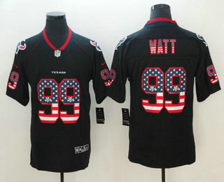 Men's Houston Texans #99 J.J. Watt 2018 USA Flag Fashion Black Color Rush Stitched Nike Limited Jersey