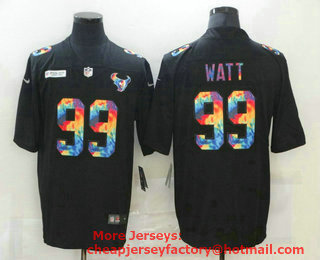 Men's Houston Texans #99 J.J. Watt Multi-Color Black 2020 NFL Crucial Catch Vapor Untouchable Nike Limited Jersey