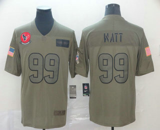 Men's Houston Texans #99 J.J. Watt NEW Olive 2019 Salute To Service Stitched NFL Nike Limited Jersey